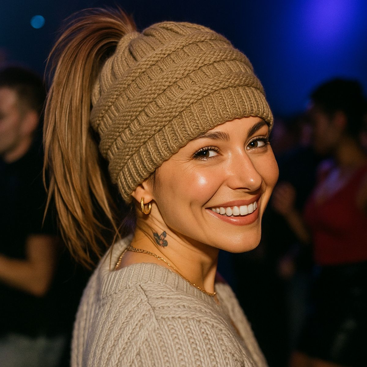 Ponytail Beanie Cap – Stretchy, Stylish & Warm